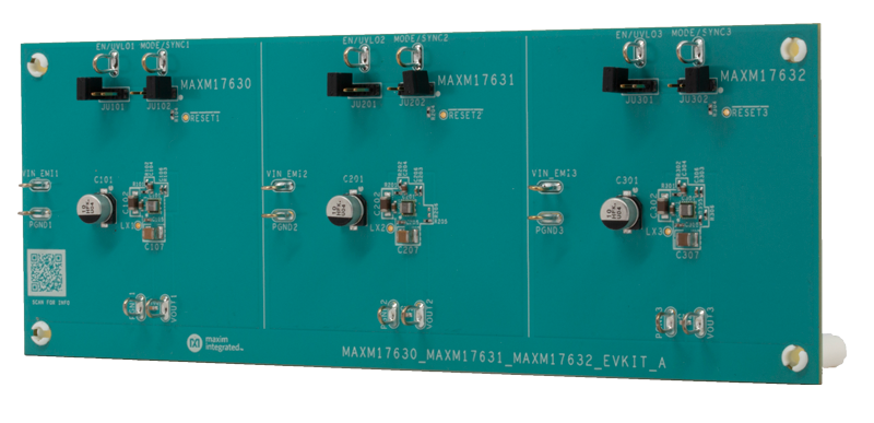 MAXM17630EVKIT, MAXM17631EVKIT, MAXM17632EVKIT: Board Photo