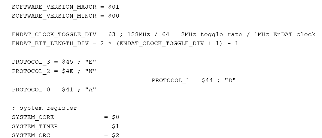 Figure 9. Firmware Source Code – Definition of Constant Values