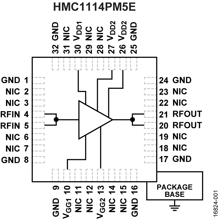 HMC1114PM5E Functional Block Diagram