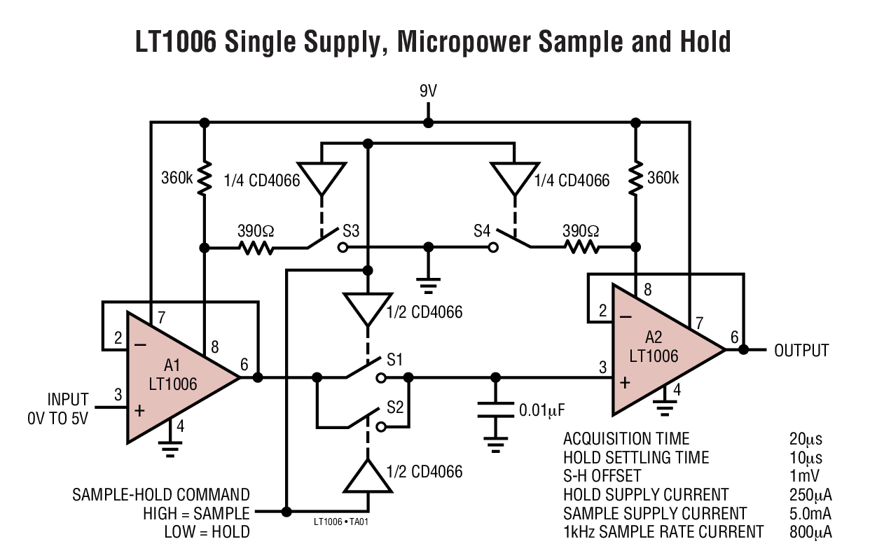 LT1006 Single Supply, Micropower Sample and Hold
