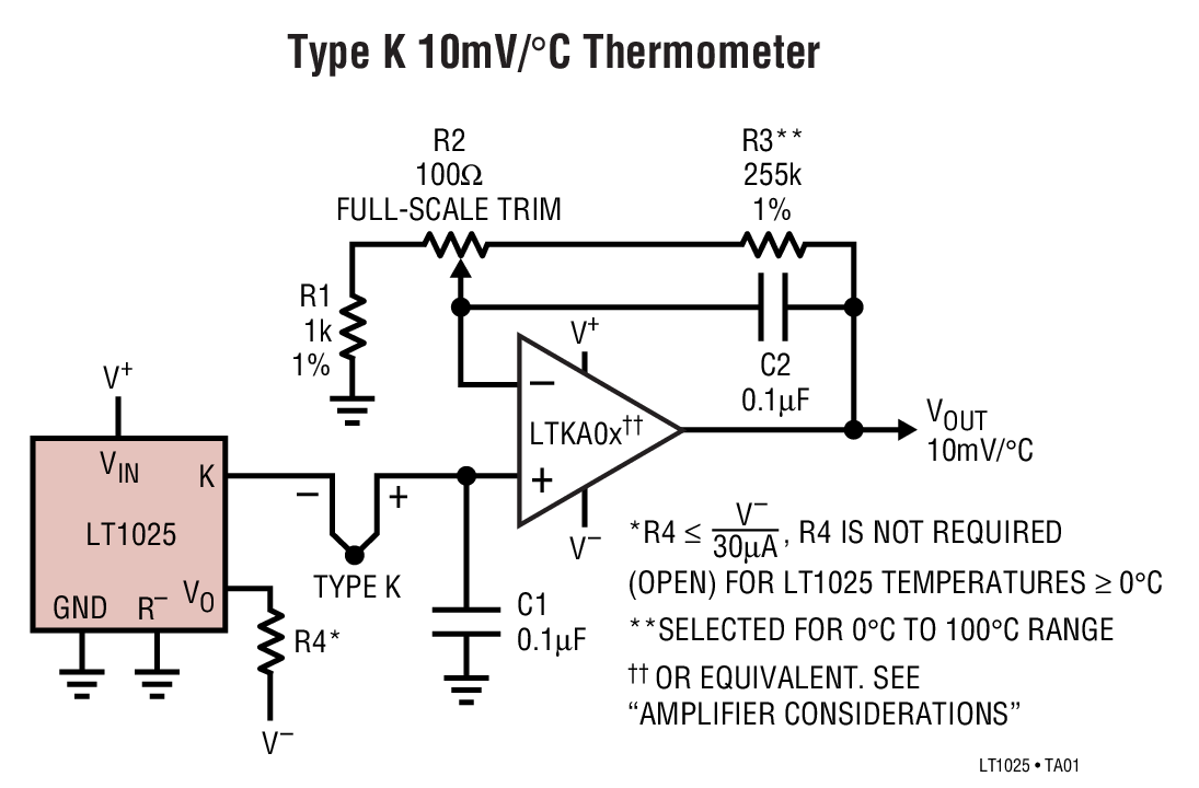 Type K 10mV/°C Thermometer