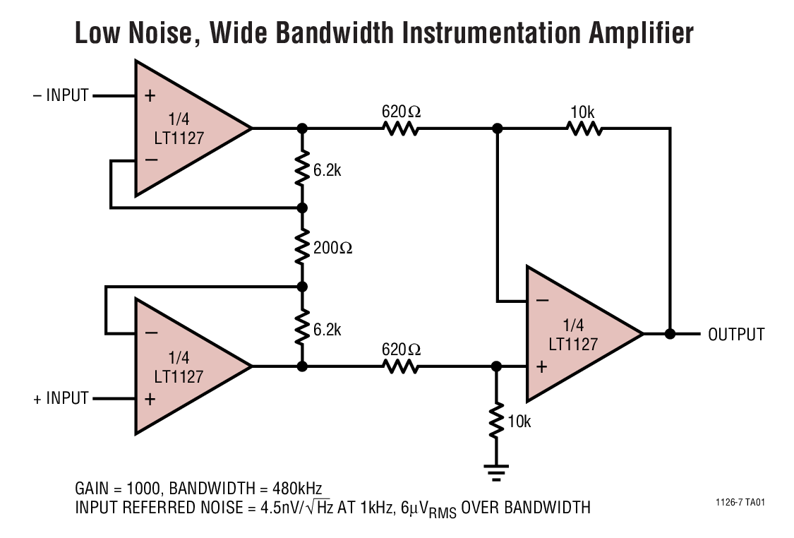 Low Noise, Wide Bandwidth Instrumentation Amplifier