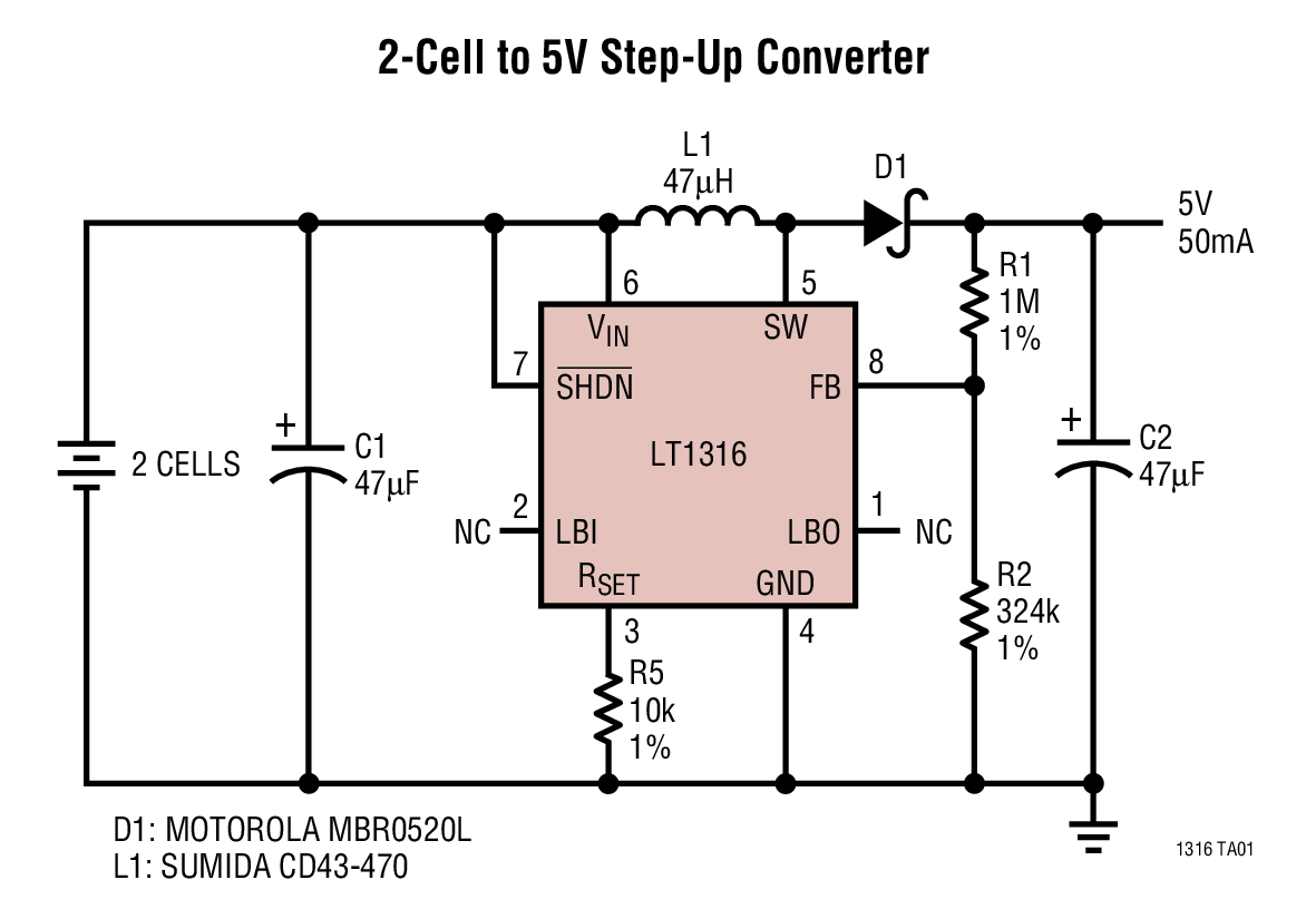 2-Cell to 5V Step-Up Converter