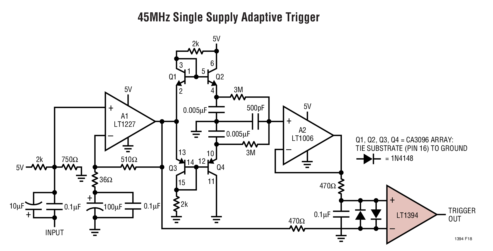 45MHz Single Supply Adaptive Trigger