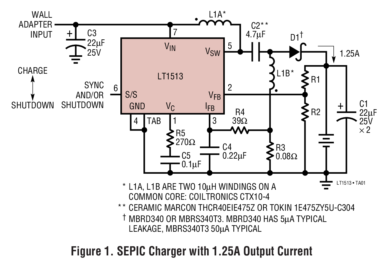 SEPIC Charger with 1.25A Output Current