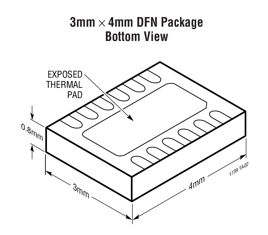 3mm × 4mm DFN Package Bottom View
