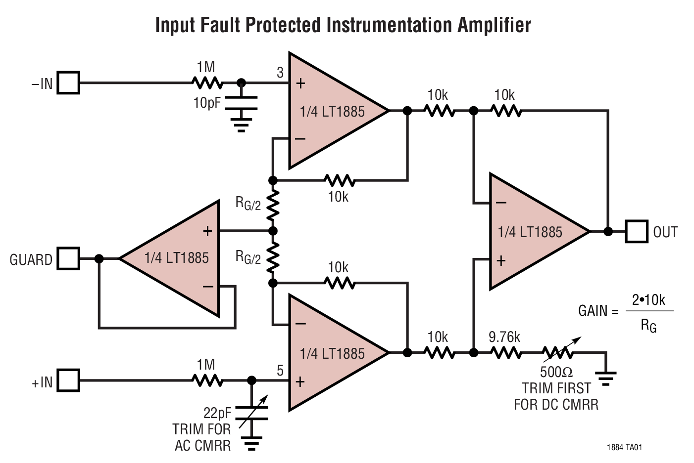 Input Fault Protected Instrumentation Amplifier
