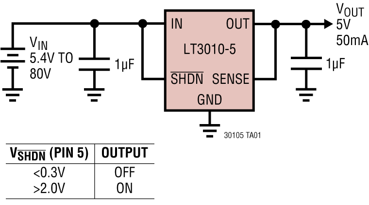 LT3010/LT3010-5 Application Circuit