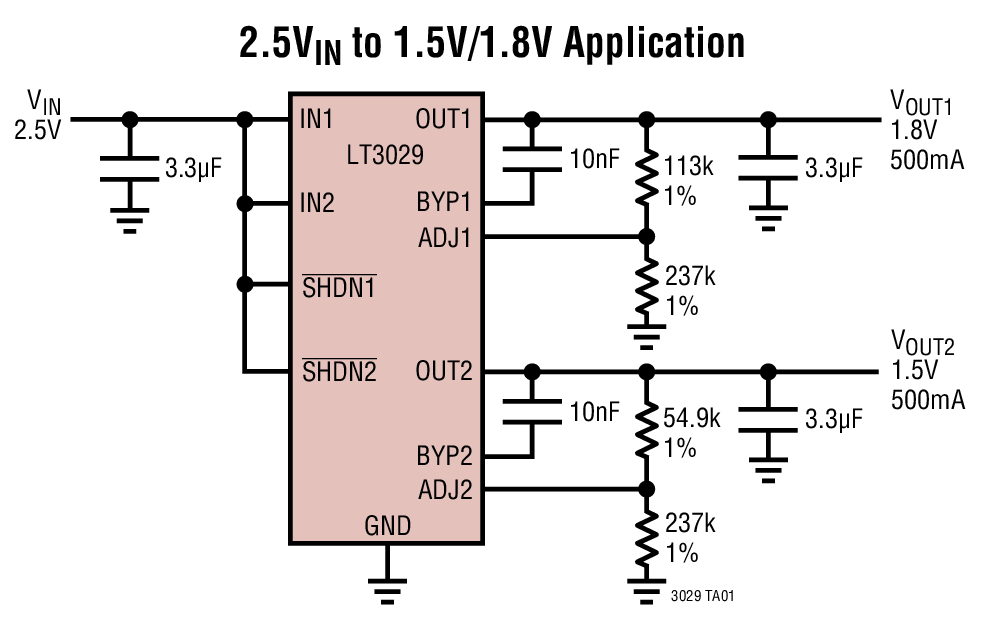 2.5VIN to 1.5V/1.8V Application
