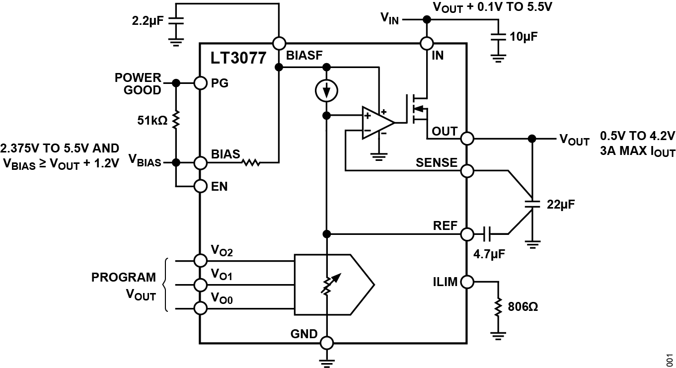 LT3077 Simplified Application Diagram