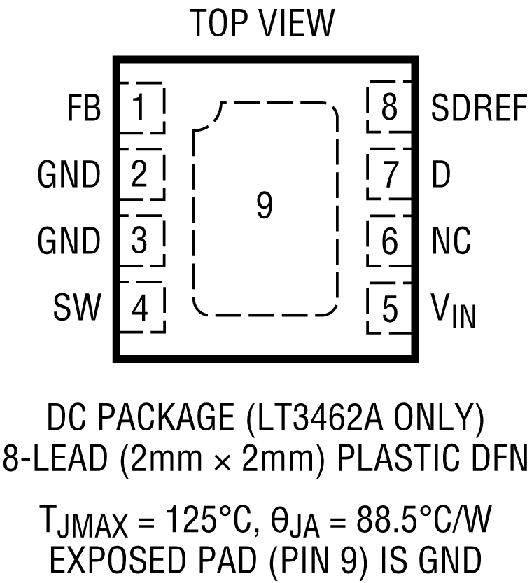 LT3462 Pin Configuration