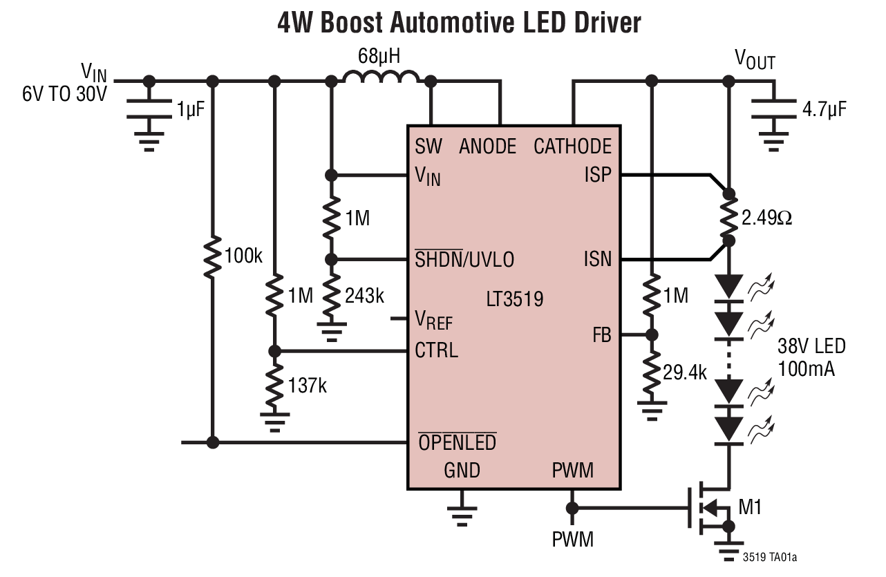 4W Boost Automotive LED Driver