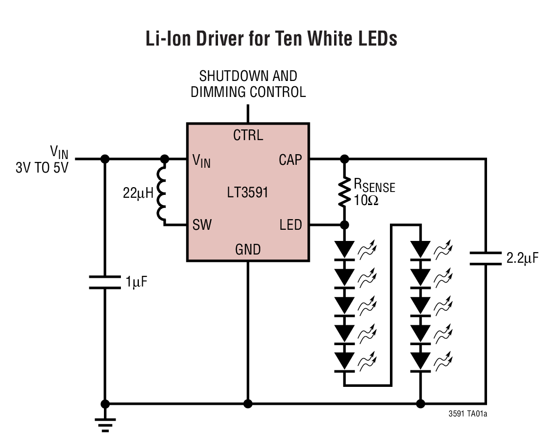 Li-Ion Driver for Ten White LEDs