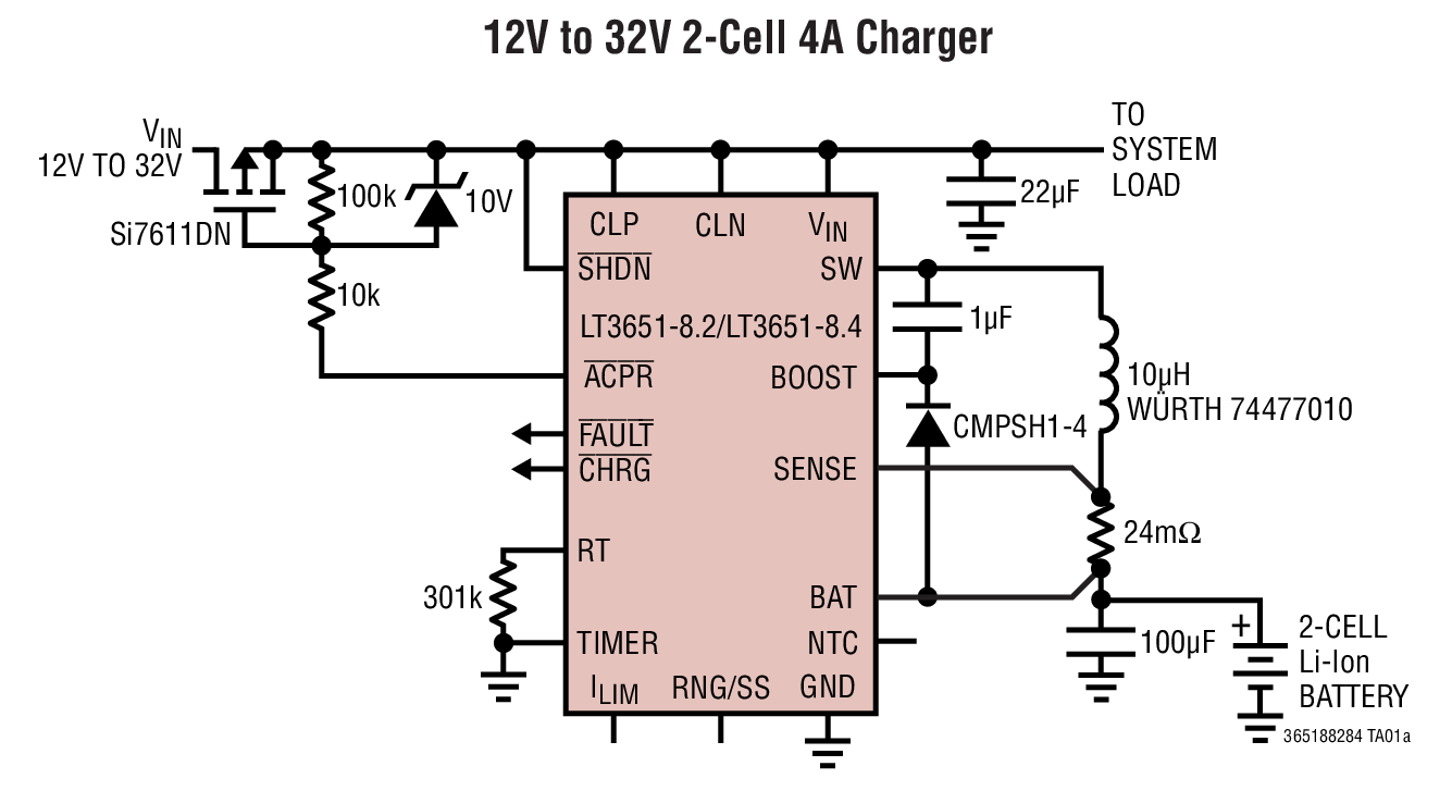 12V to 32V 2-Cell 4A Charger