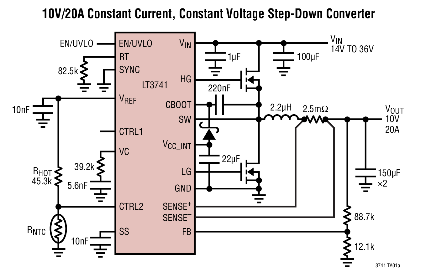 10V/20A Constant Current, Constant Voltage Step-Down Converter