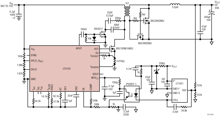 LT3753 Application Circuit