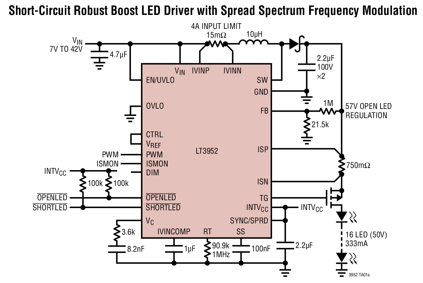 Short-Circuit Robust Boost LED Driver with Spread Spectrum Frequency Modulation