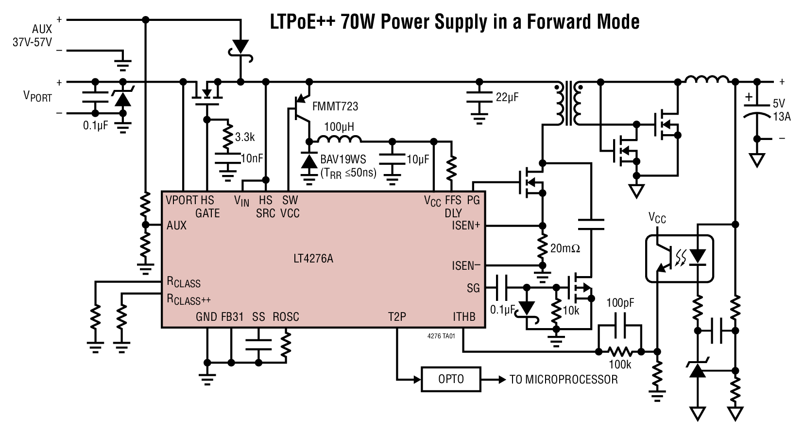 LTPoE++ 70W Power Supply in a Forward Mode