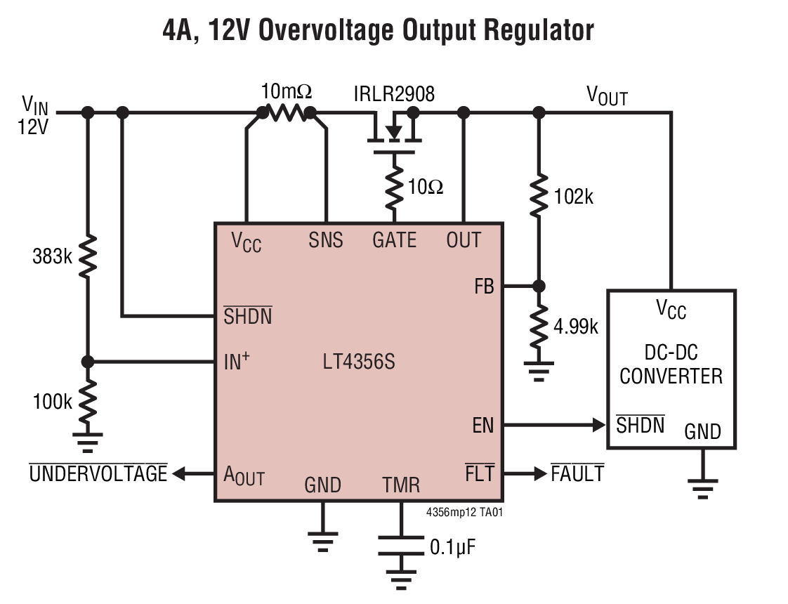 4A, 12V Overvoltage Output Regulator