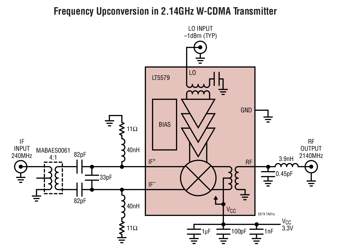 Frequency Upconversion in 2.14GHz W-CDMA Transmitter