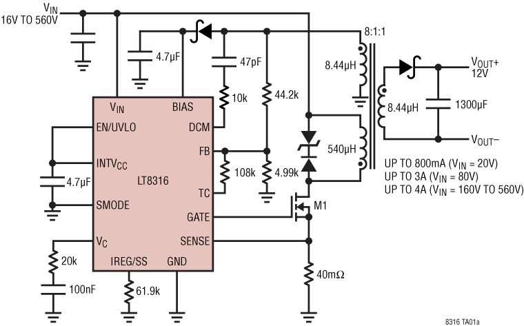LT8316 Application Circuit