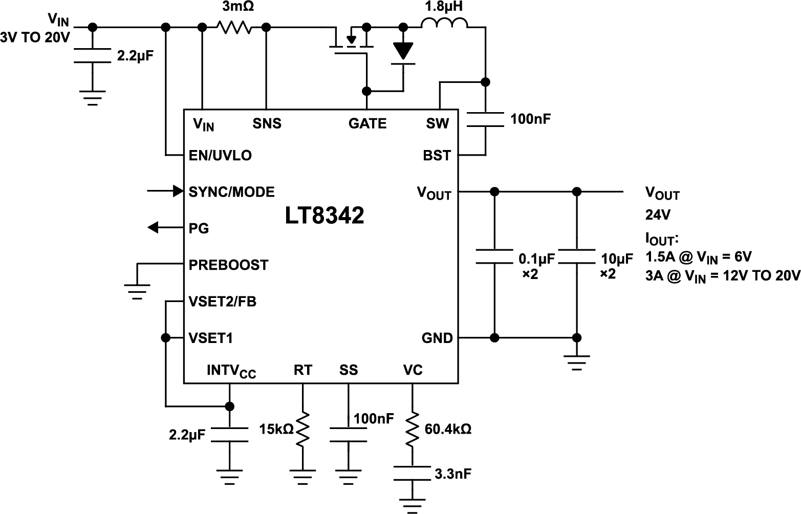LT8342 Typical Application Circuit