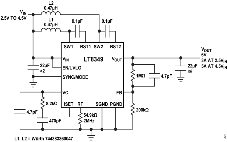 LT8349 Typical Application