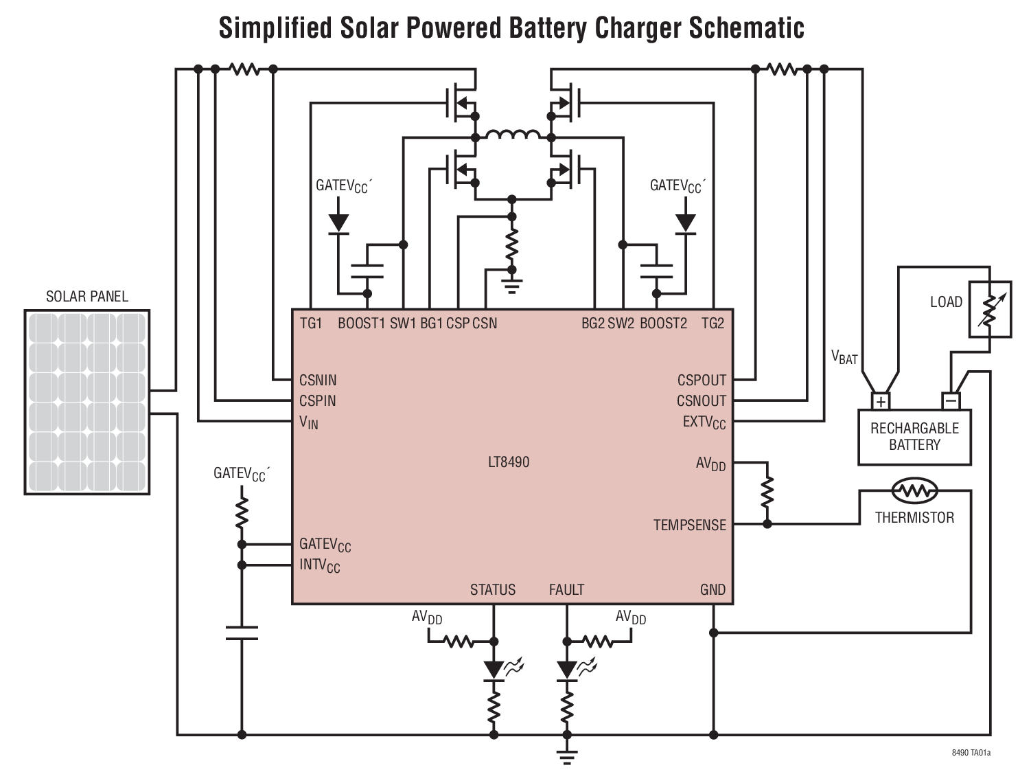 Simplified Solar Powered Battery Charger Schematic