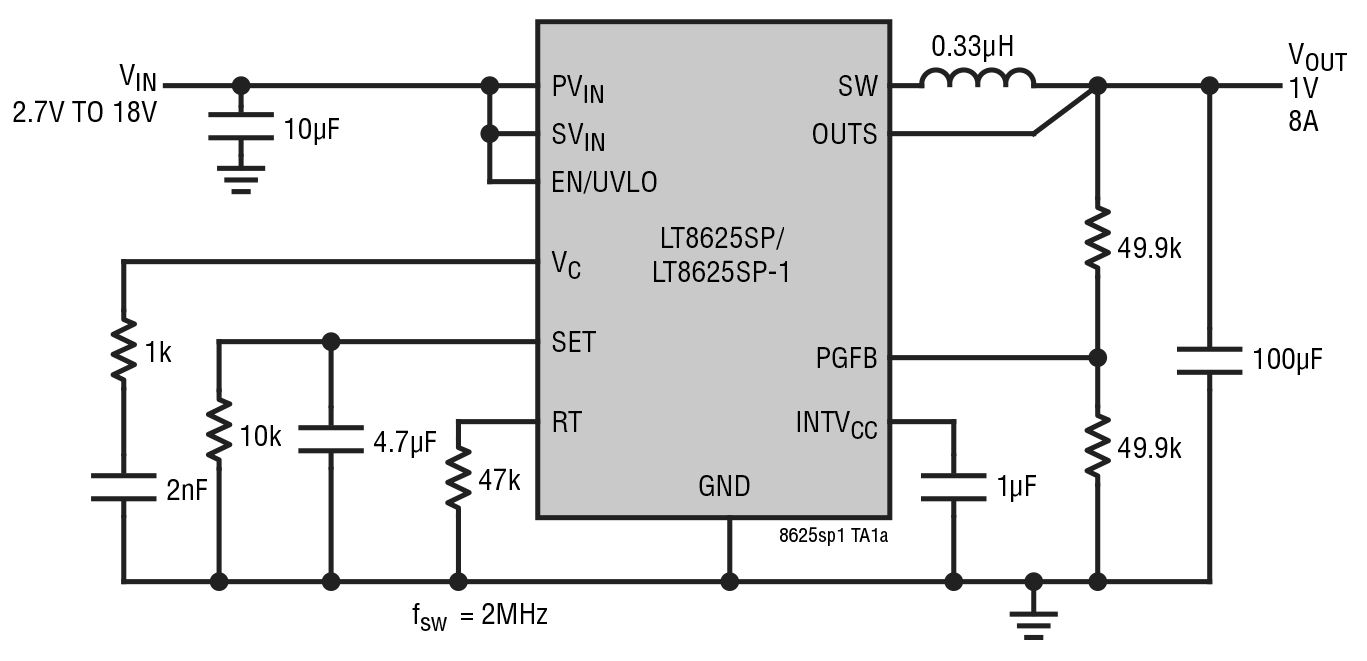 LT8625SP/LT8625SP-1 Typical Application Diagram