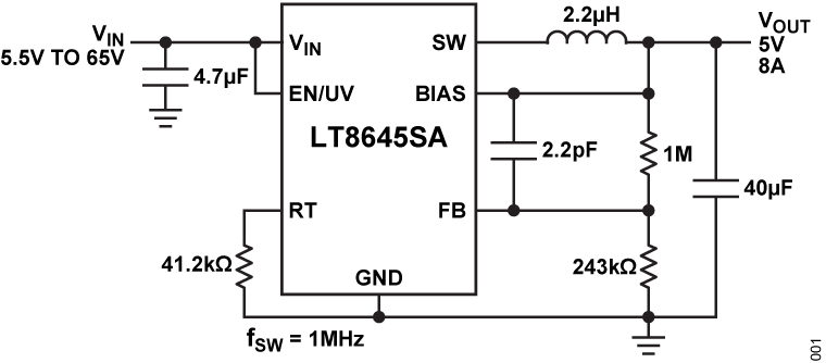 LT8645SA Simplified Application Diagram
