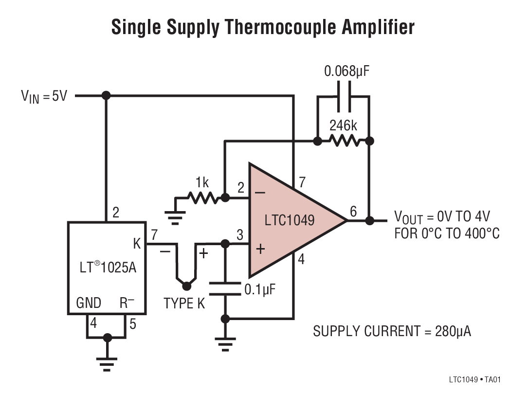 Single Supply Thermocouple Amplifier
