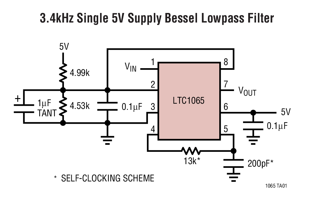3.4kHz Single 5V Supply Bessel Lowpass Filter