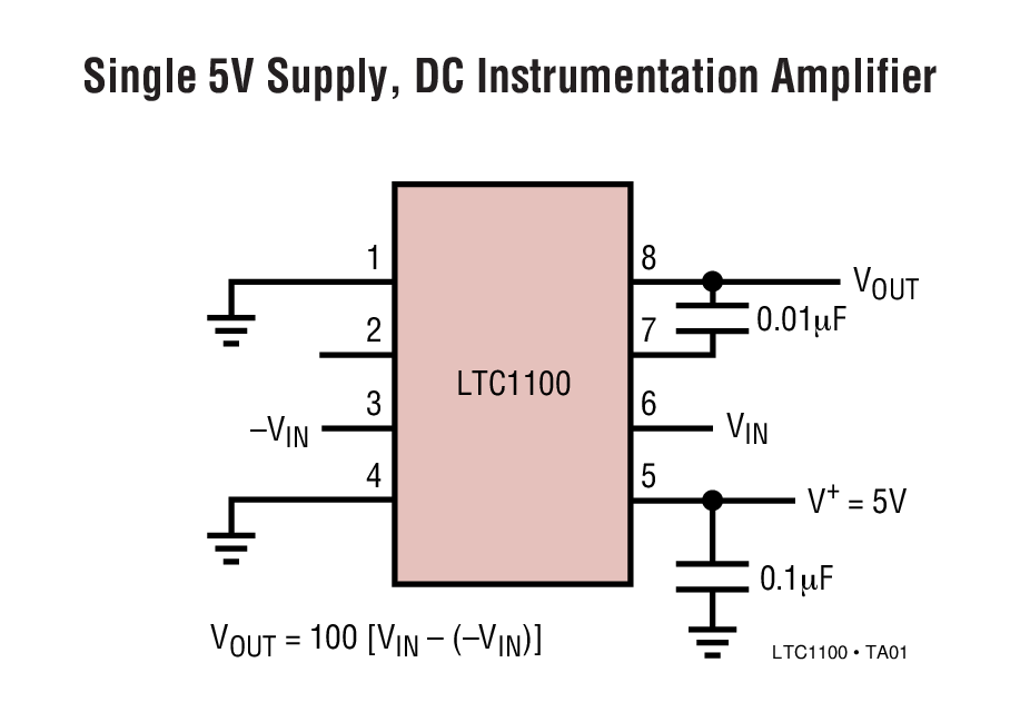 Single 5V Supply, DC Instrumentation Amplifier