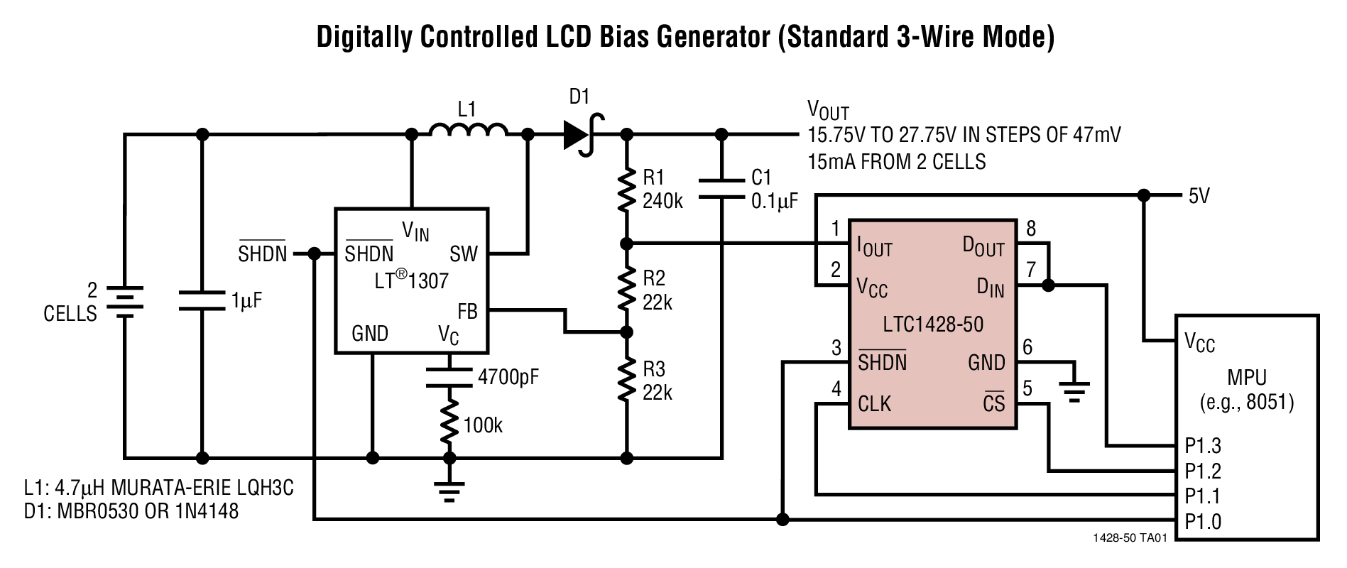 Digitally Controlled LCD Bias Generator (Standard 3-Wire Mode)