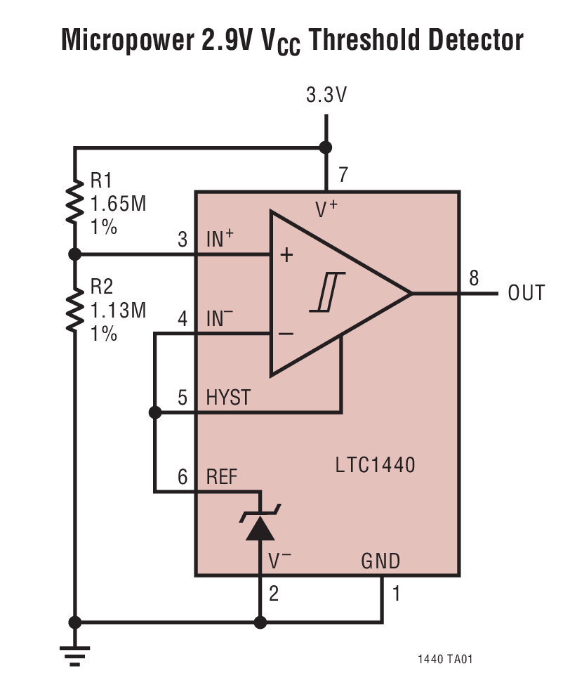 Micropower 2.9V VCC Threshold Detector
