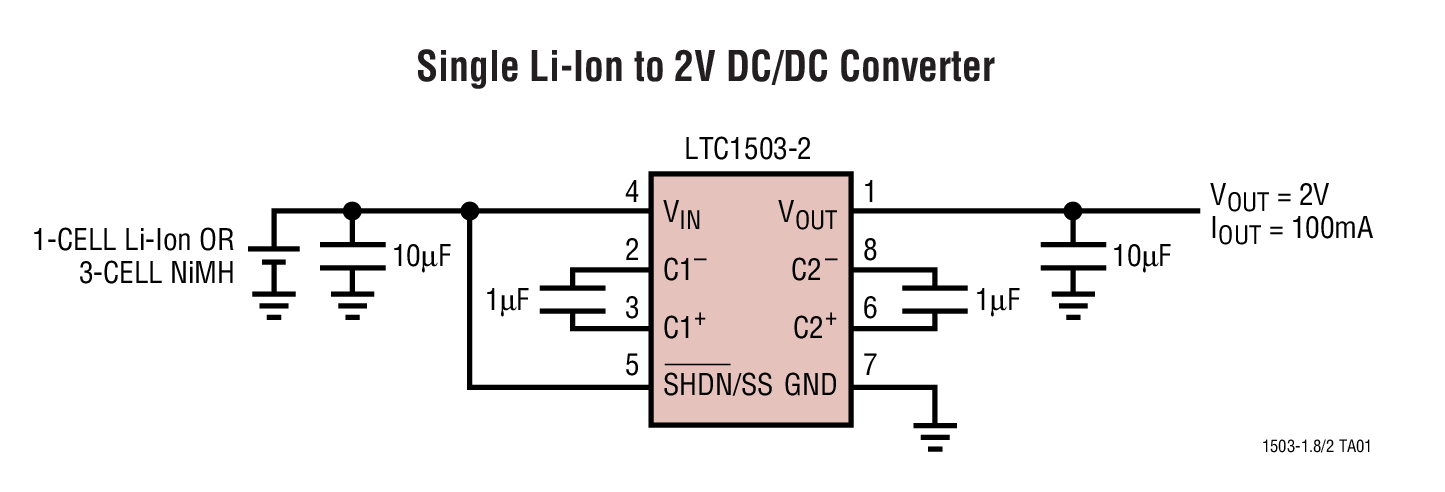 Single Li-Ion to 2V DC/DC Converter
