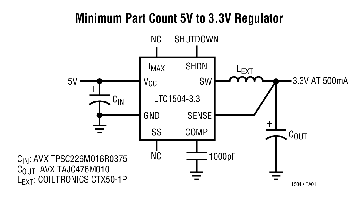 Minimum Part Count 5V to 3.3V Regulator