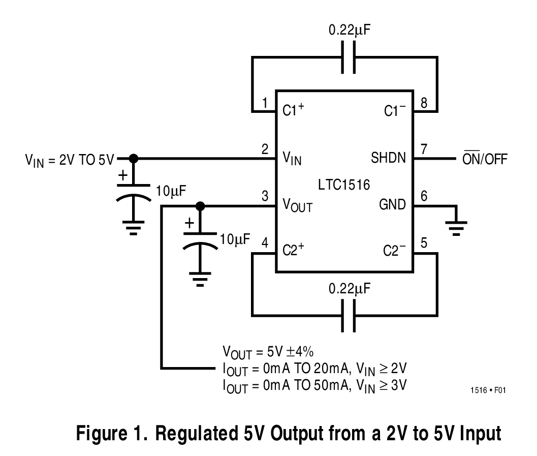 Figure 1. Regulated 5V Output from a 2V to 5V Input