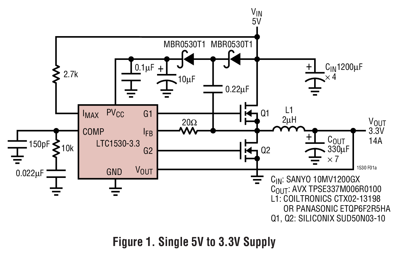 Figure 1. Single 5V to 3.3V Supply