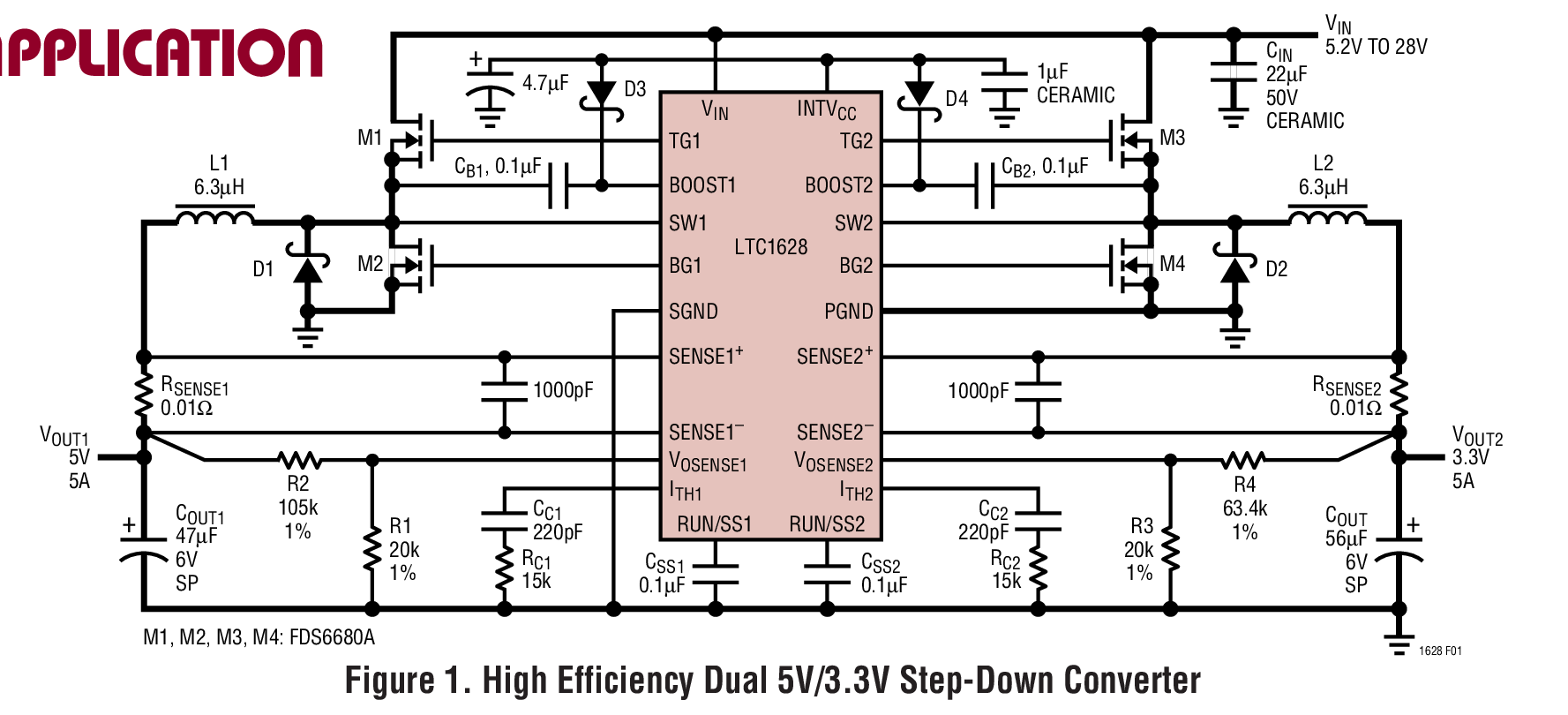 Figure 1. High Efficiency Dual 5V/3.3V Step-Down Converter