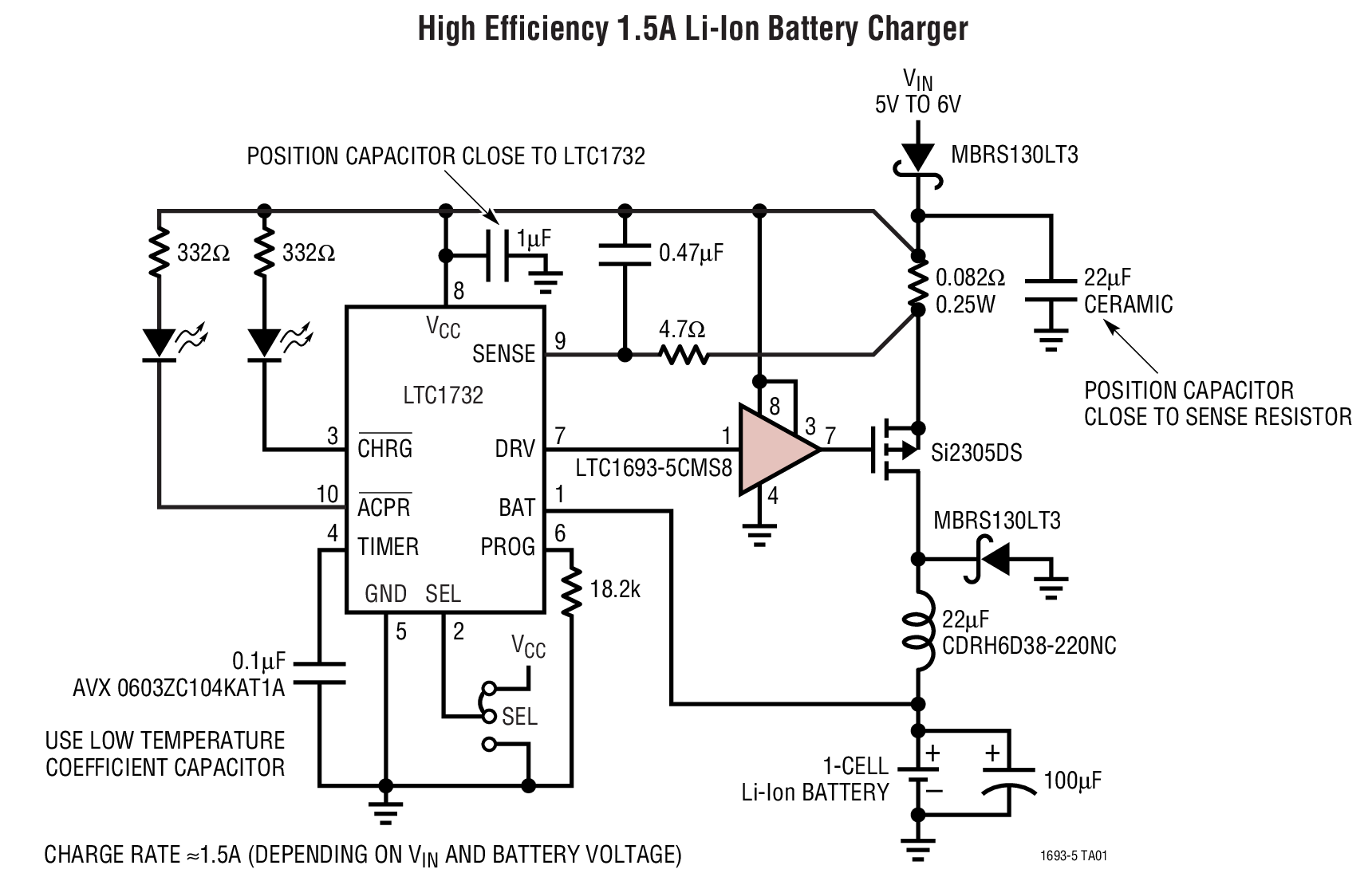 High Efficiency 1.5A Li-Ion Battery Charger