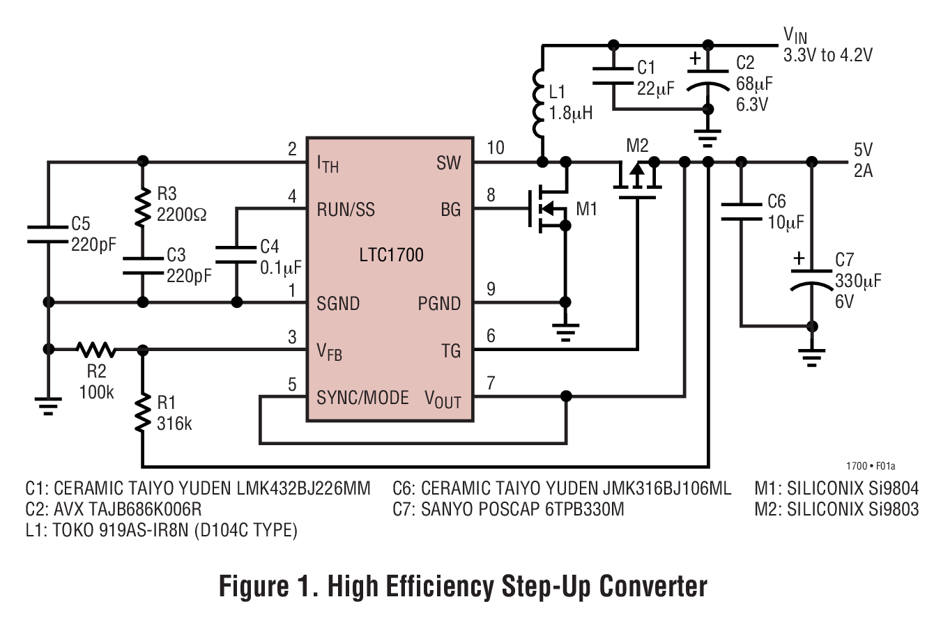 Figure 1. High Efficiency Step-Up Converter