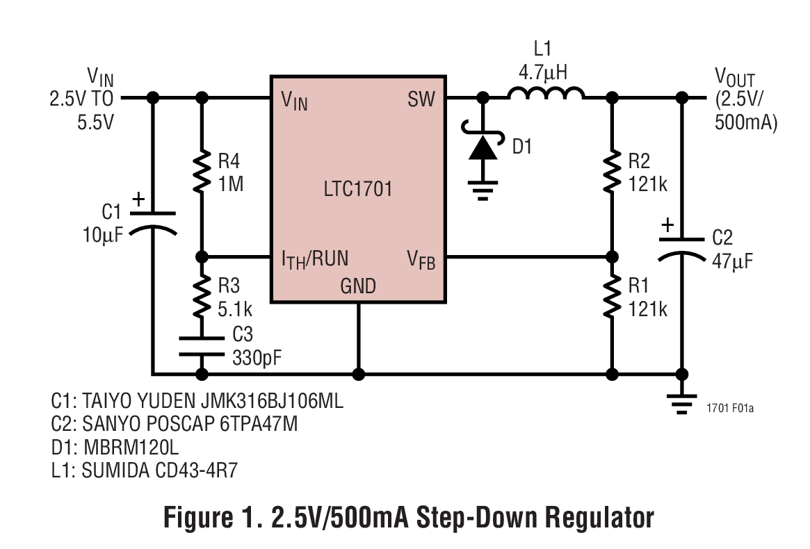 Figure 1. 2.5V/500mA Step-Down Regulator
