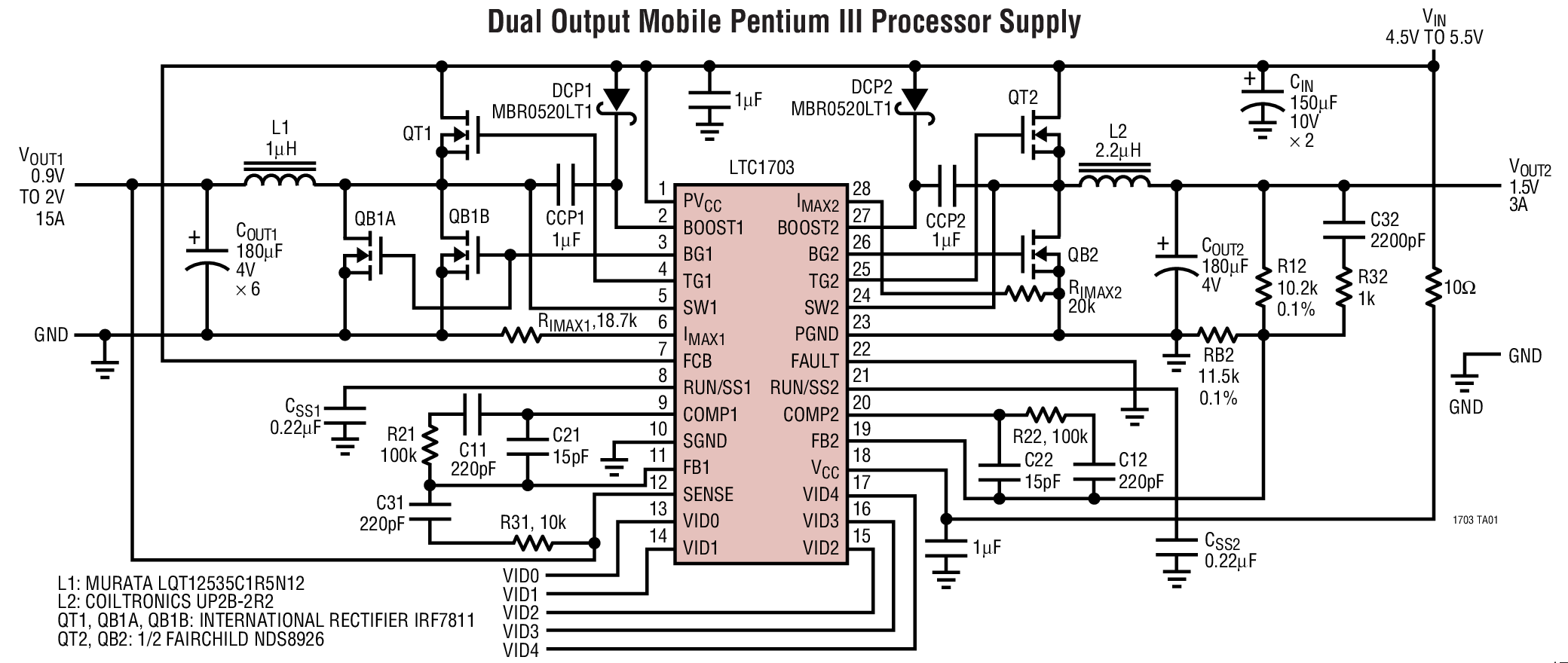 Dual Output Mobile Pentium III Processor Supply