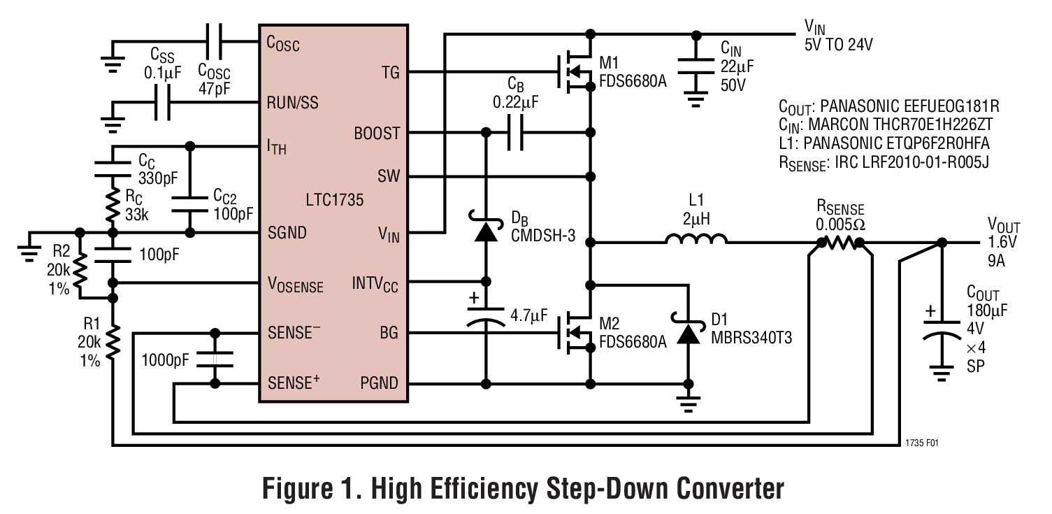 Figure 1. High Efficiency Step-Down Converter