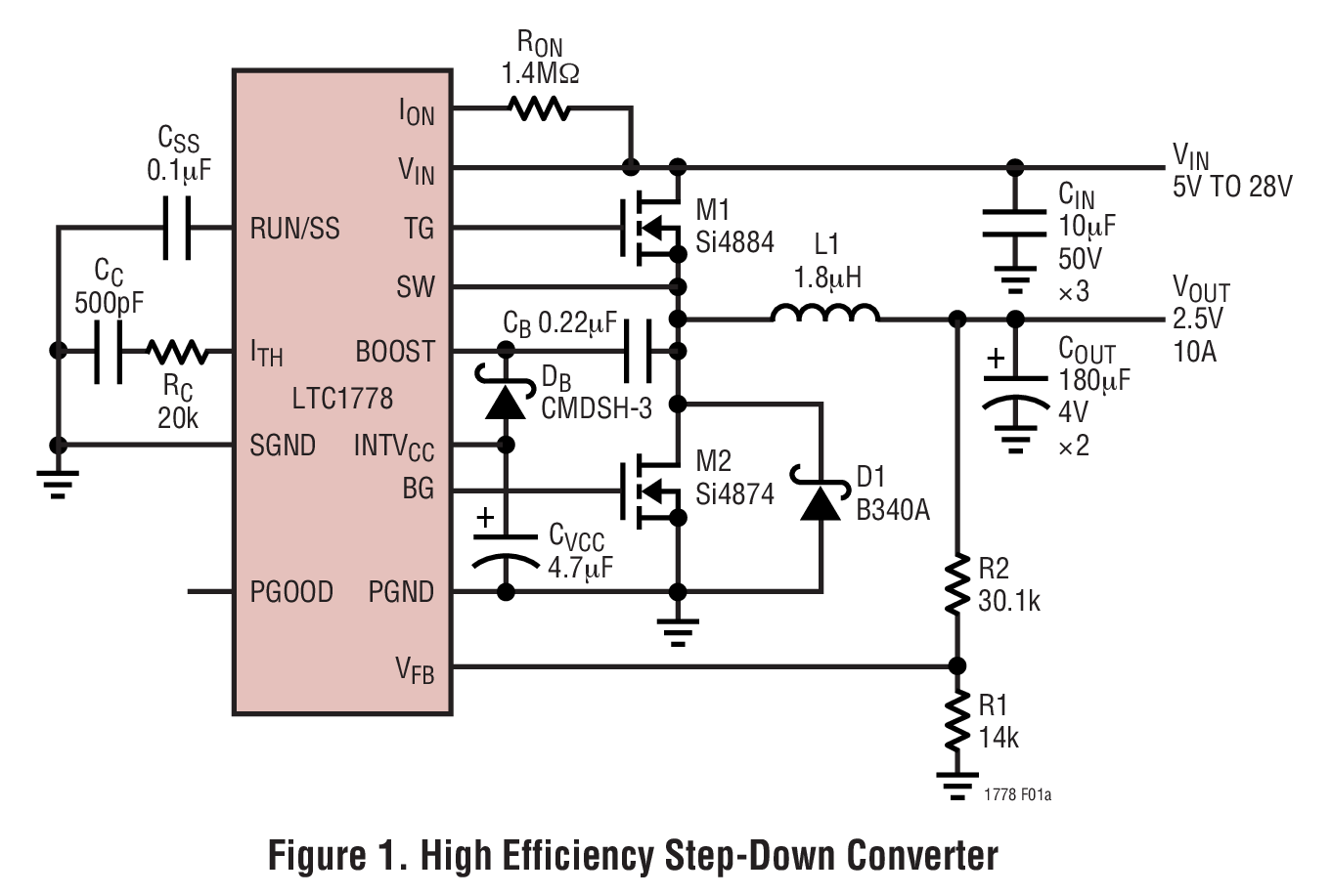 Figure 1. High Efficiency Step-Down Converter