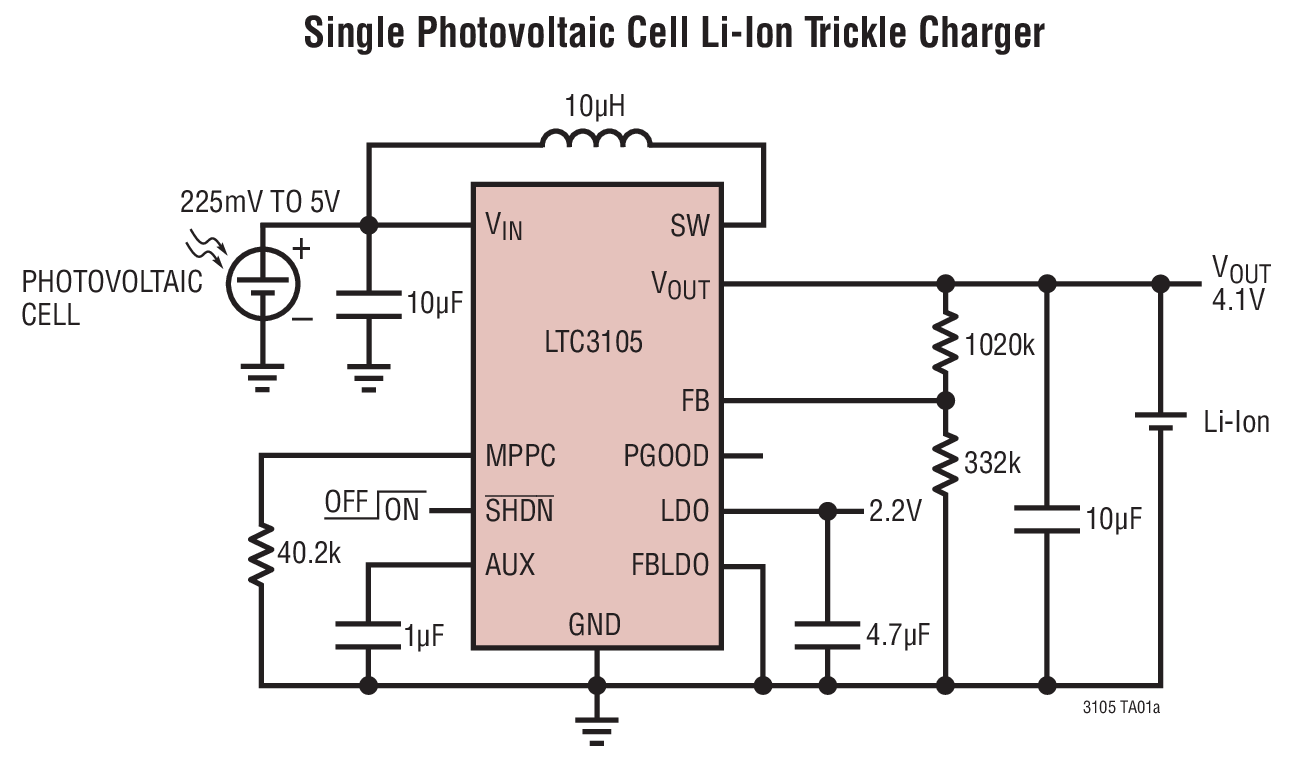 Single Photovoltaic Cell Li-Ion Trickle Charger