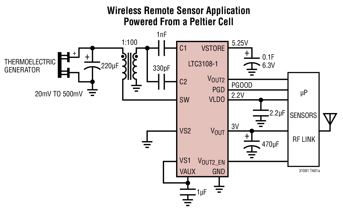 Wireless Remote Sensor Application  Powered From a Peltier Cell