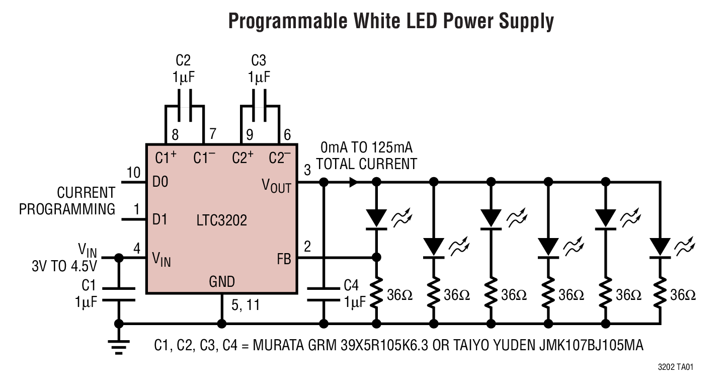 Programmable White LED Power Supply