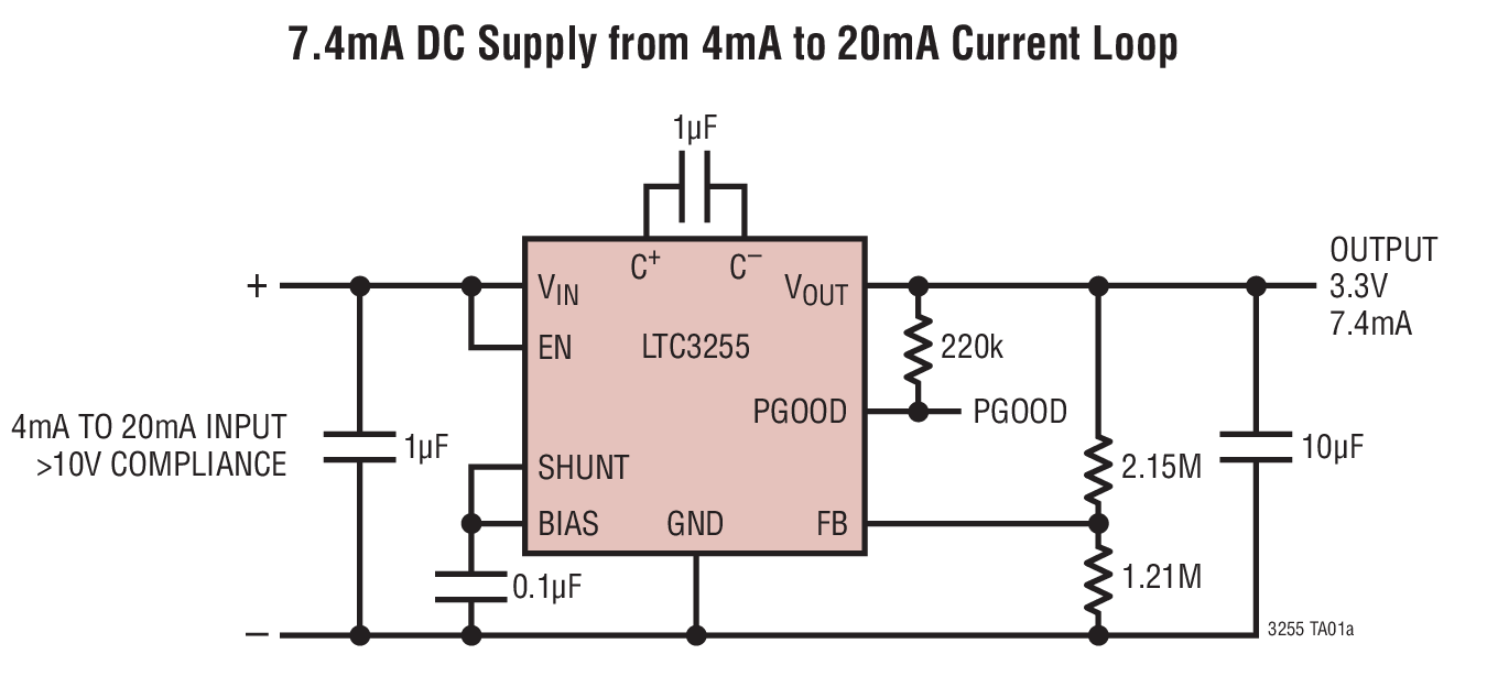 7.4mA DC Supply from 4mA to 20mA Current Loop